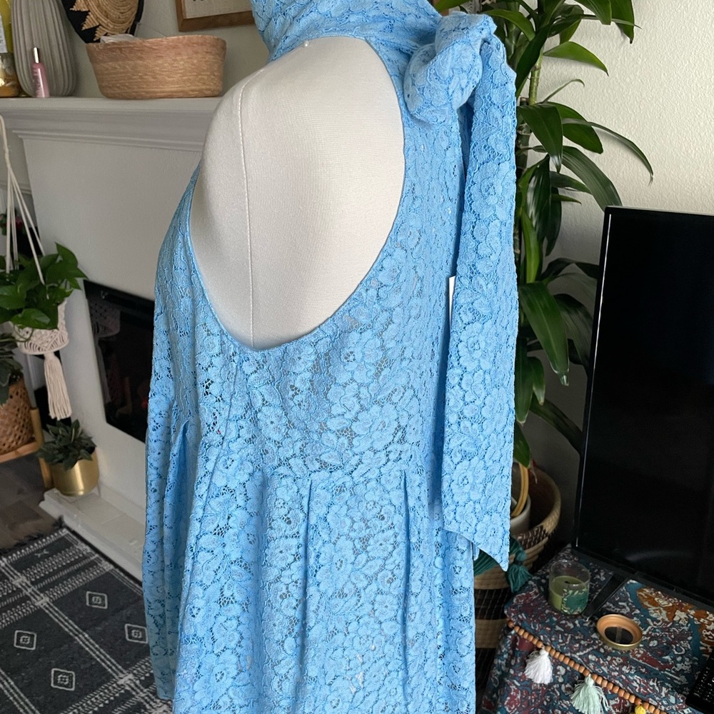 Zara tie-neck blue lace blouse NWT - Picture 8 of 10